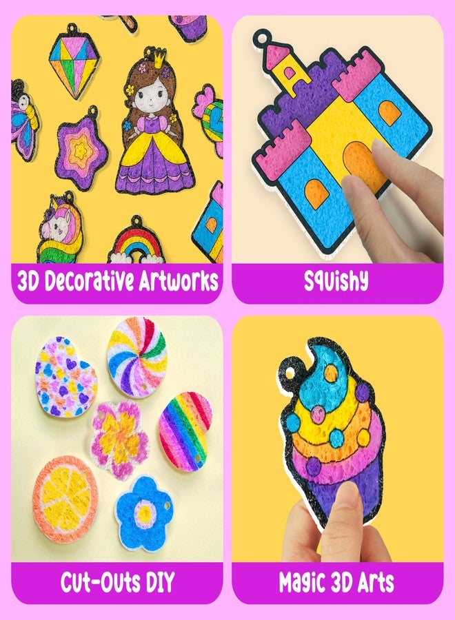 AGENTLAN Magic Puff Kit for Kids, 3D Art Kit with Unicorn & Princess, Craft Stuff for Kids, Foam Texture Paint Set, Easy DIY Crafts Gift for Girls & Boys Ages 4, 5, 6, 7, 8, 9 - Image 3